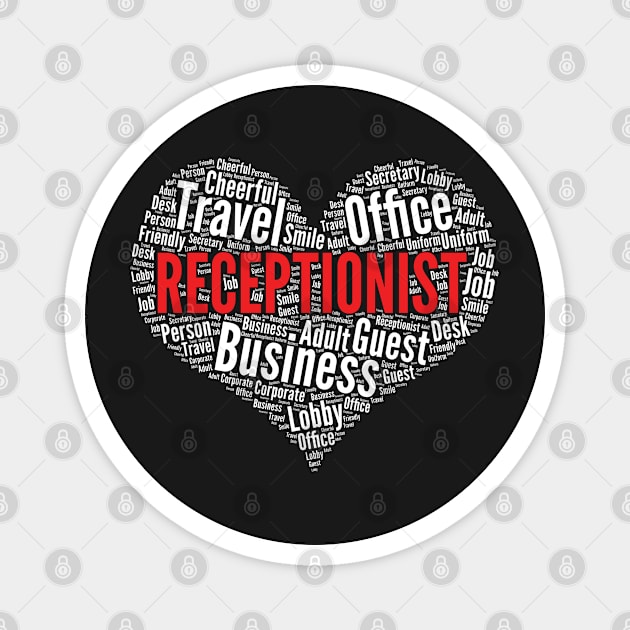 Receptionist Heart Shape Word Cloud Design product Magnet by theodoros20